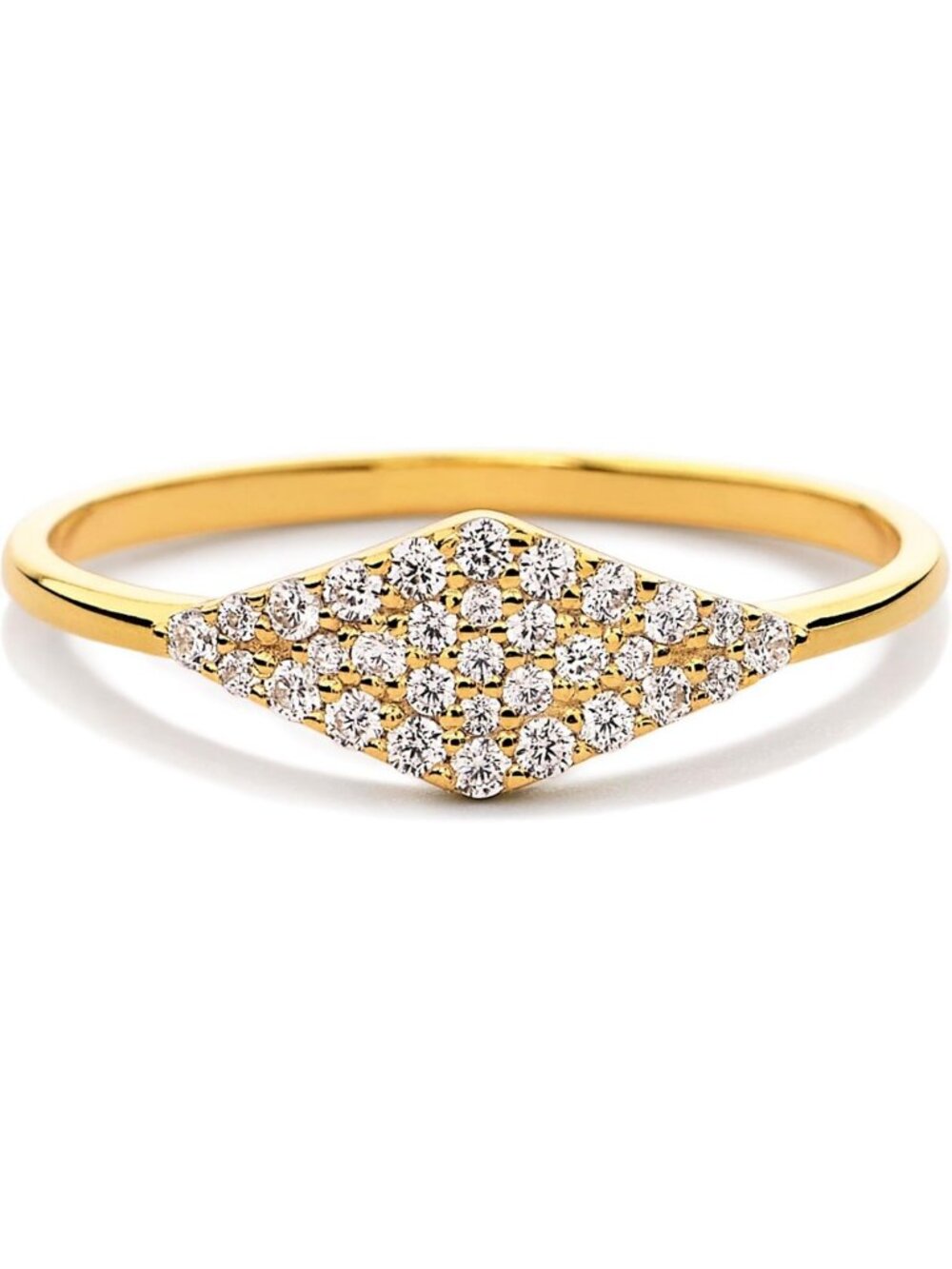 Chic Gold Plated Art Deco Pinky Signet Ring for Women | Vintage Pave Cocktail